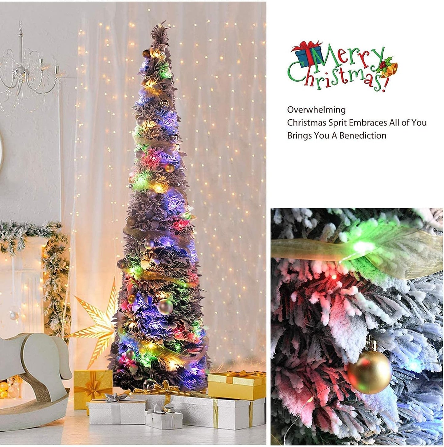 Arbol de Navidad Hoja BL Plegable +Luces